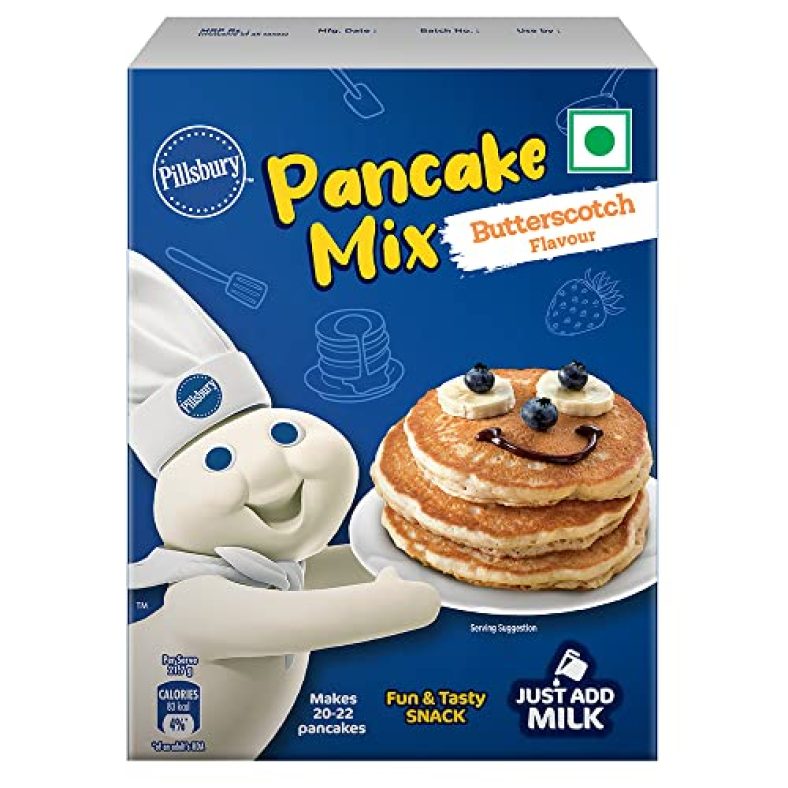 Pillsbury Butterscotch Flavour Pancake Mix| 2-Minute Pancake Mix For Kids| No-Preservatives | 500G