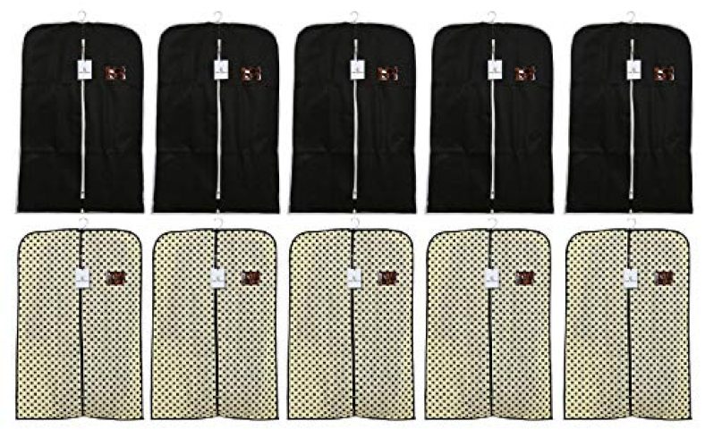 Kuber Industries 10 Piece Non Woven Coat Cover, Black And Cream