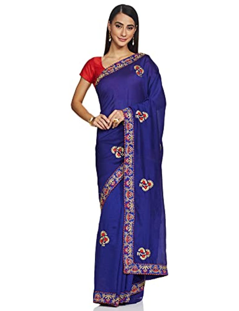 Diverse Women’S Zardozi Saree (Dcwsa06Rc19L39-4652A_Navy)