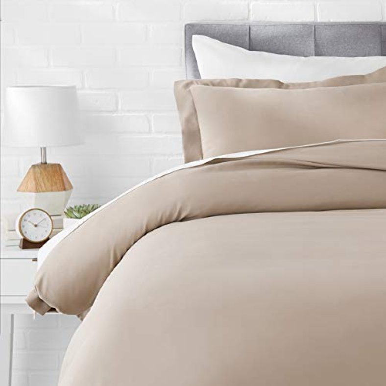 Amazonbasics Microfiber Comforter Cover Set With Pillow Cover – Single (66X90-Inch), Taupe, 2-Piece(Duvet Cover, Pillowcase)