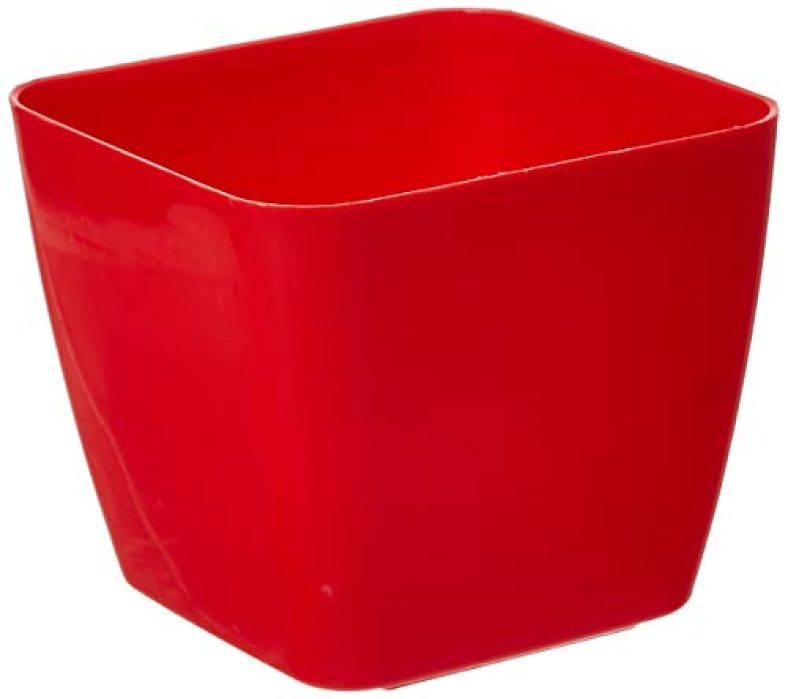 Gardens Need 100% Virgin Plastic Four Square Pot-06| Set Of 5 Planter, (15Cm X 15Cm X 13Cm, Red)