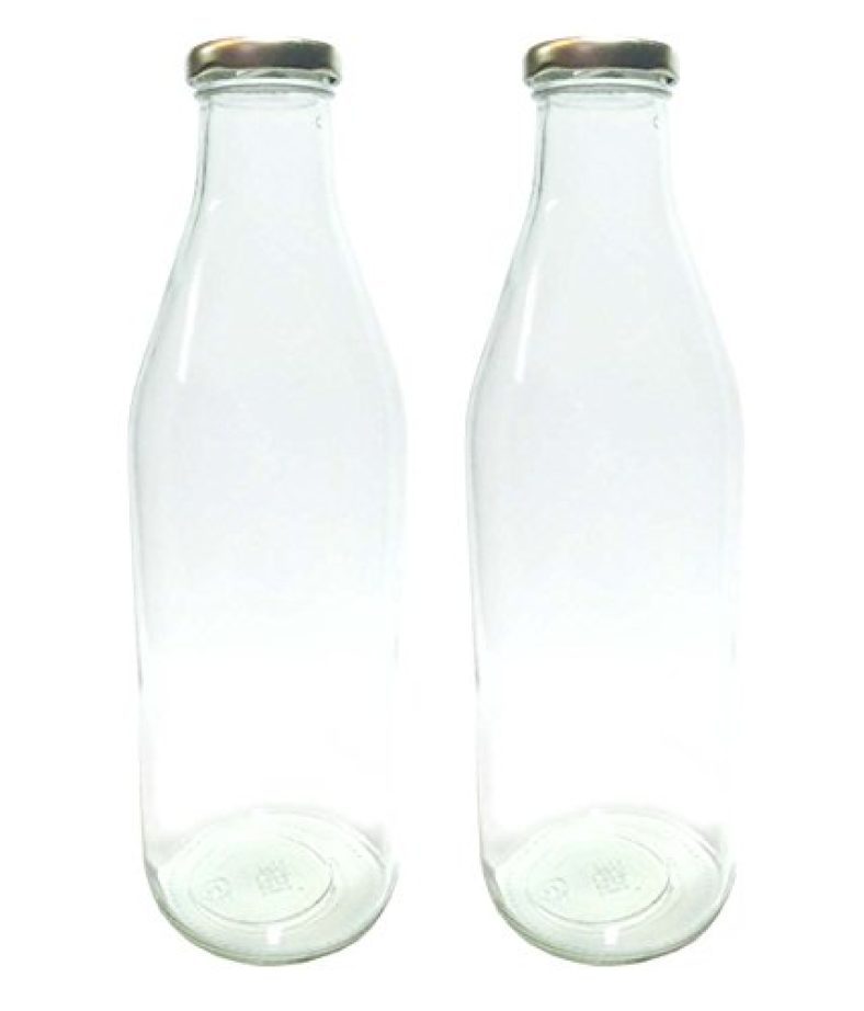 Favola Cfavcolbot080 Milk, Water And Juice Glass Bottle With Air Tight Cap – 1000 Ml (Set Of 2) (Transparent)