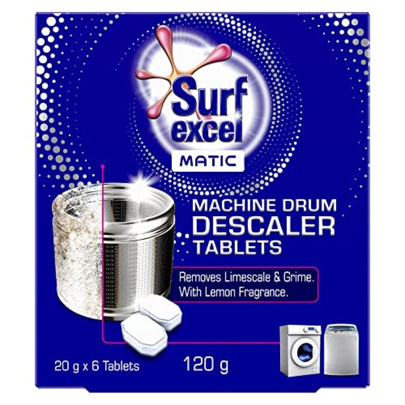 Surf Excel Washing Descaler Drum For Fully Automatic Washing Machine, 100G (6 Tablets 20G Each), White