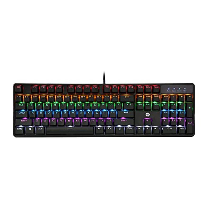 Hp Gk320 Wired Full Size Rgb Backlight Mechanical Gaming Keyboard, 4 Led Indicators, Mechanical Switches, Double Injection Key Caps, And Windows Lock Key(4Qn01Aa)