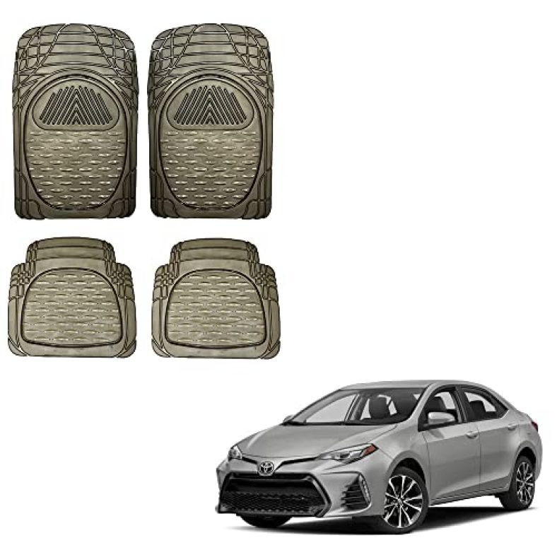 Oshotto Transparent (6204) Car Foot Mat Compatible With Toyota Corolla (Set Of 4, Smoky)