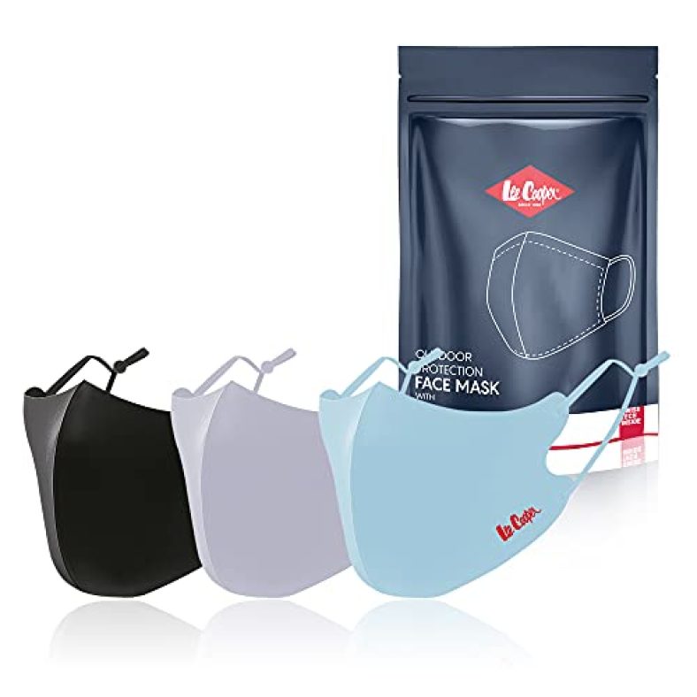 Lee Cooper Cotton Washable And Reusable Face Mask (Multicolour, Without Valve, Pack Of 3) For Unisex-Adult
