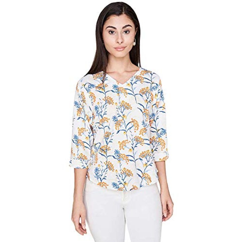 And Women’S Floral Regular Fit Top (Ss20An248Tc80Off White14_Off White 14)