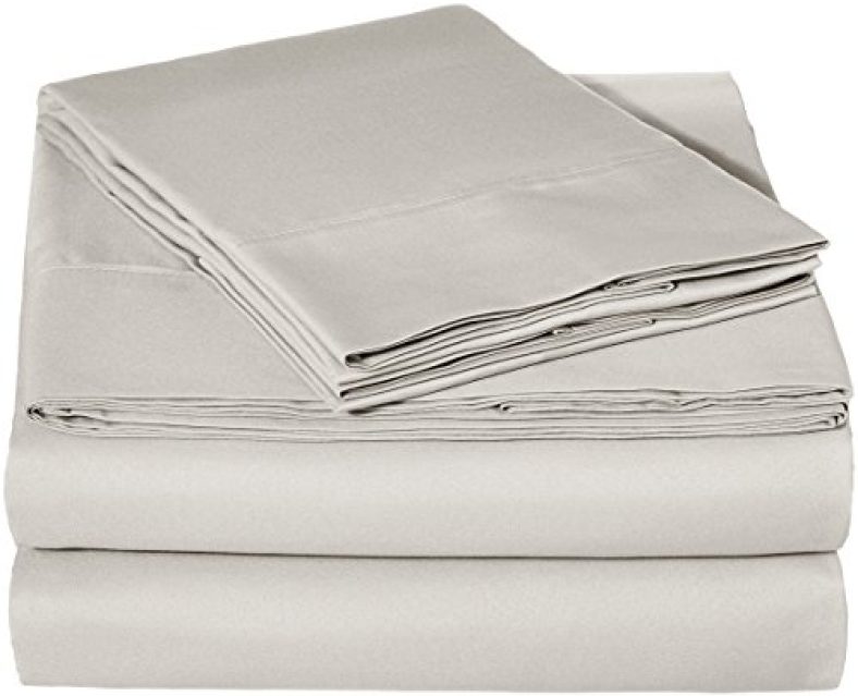 Amazonbasics Microfiber Sheet Set – (Includes 1 Bedsheet, 1 Fitted Sheet With Elastic, 2 Pillow Covers) King, Light Grey