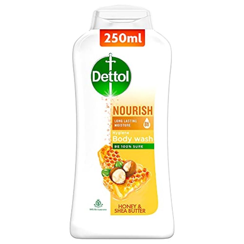 Dettol Body Wash And Shower Gel For Women And Men, Nourish – 250Ml | Soap-Free Bodywash | 8H Moisturization