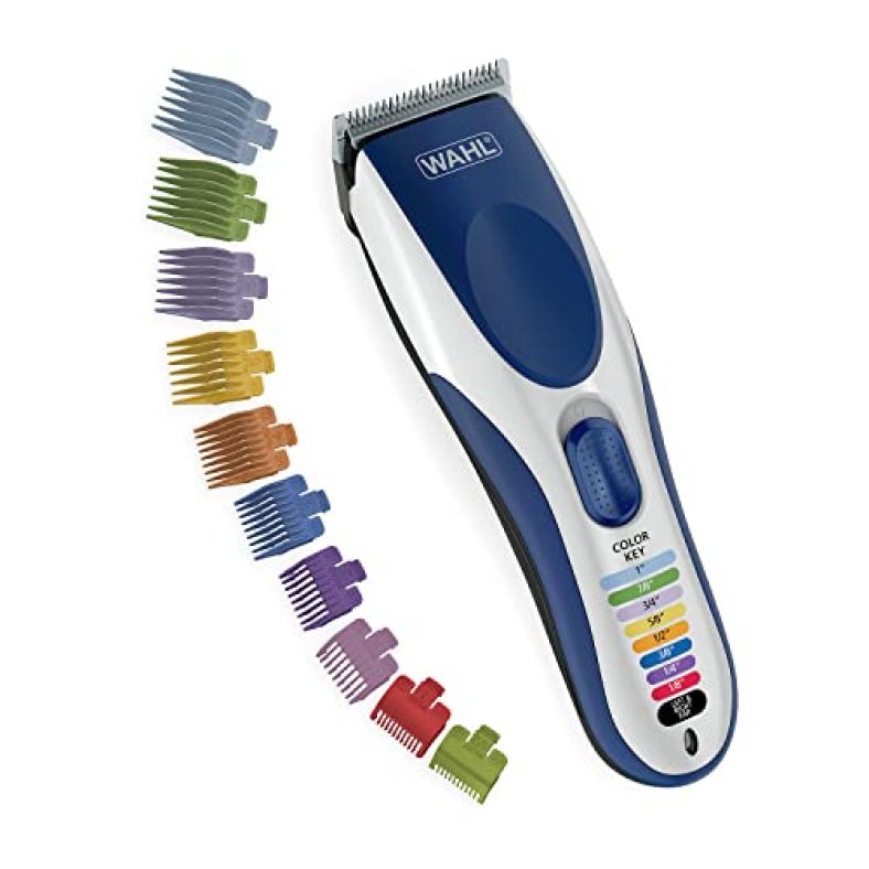 Wahl Clipper Color Pro Cordless Rechargeable Hair Clippers, Hair Trimmer, 21 Pieces Hair Cutting Kit, Color Coded Guide Combs For Men, Kids And Babies (White)