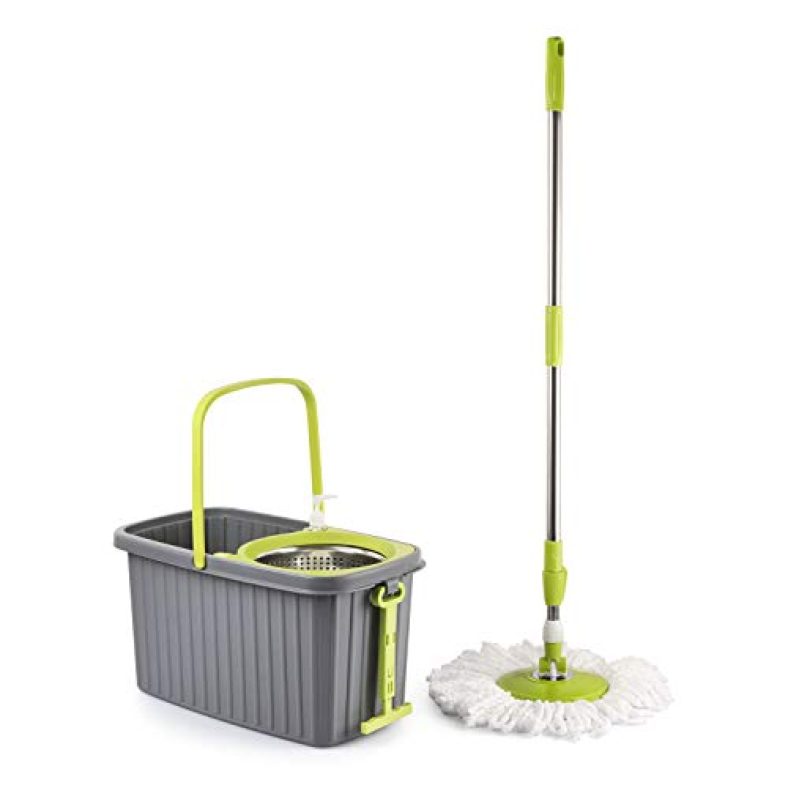 Kleeno By Cello Hi Clean Deluxe Spin Mop With Bucket, Green, Large