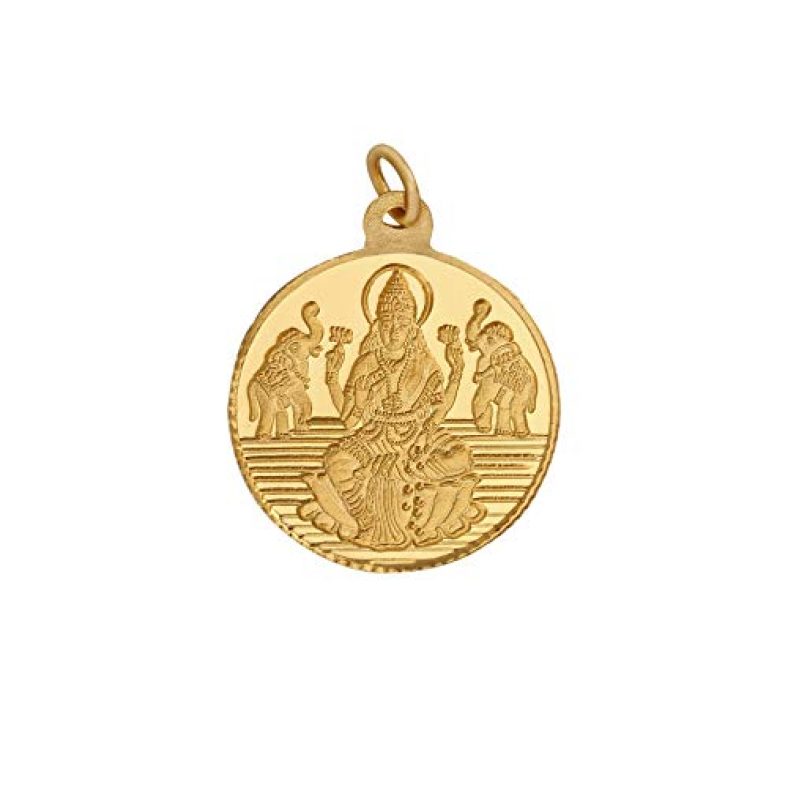 Bangalore Refinery 2 Gram Round Lakshmi 24K (999) Yellow-Gold Pendant