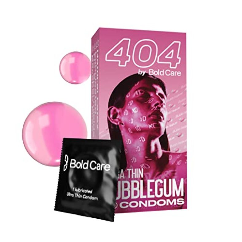 404 By Bold Care Super Ultra Thin Bubblegum Flavored Condoms For Men – 10 Count (Pack Of 1)