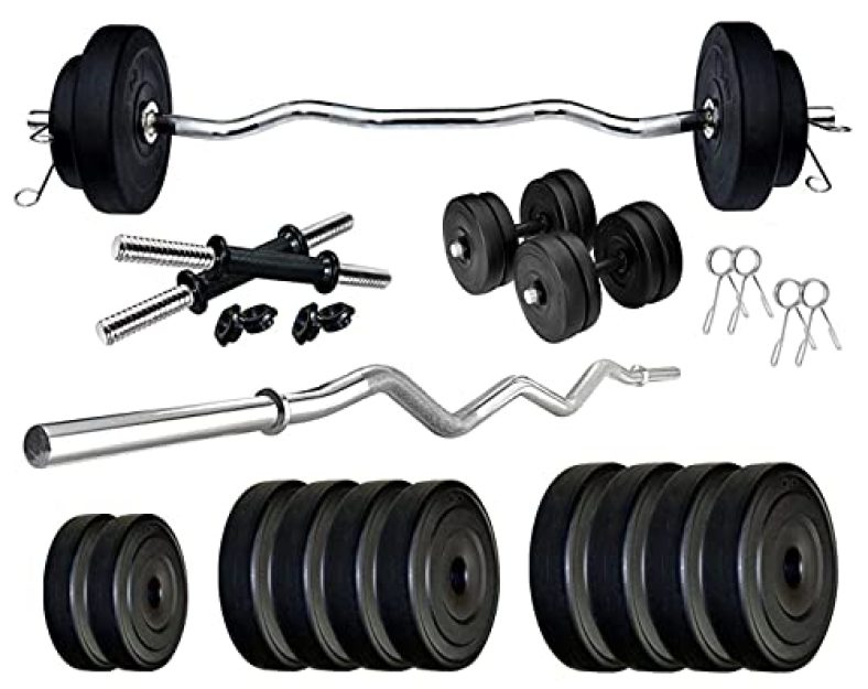 Starx Pvc 12Kg Weight With 3Ft Curl Rod Home Gym, Black