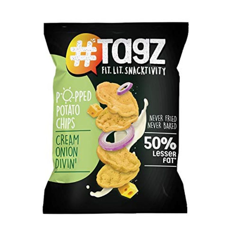 Tagz Popped Potato Chips – Cream Onion Divin Pouch, 44 G