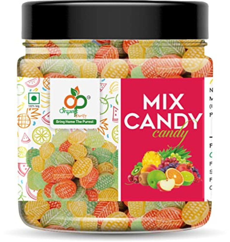Organic Purify Colorful Mix Fruit Candy (Mouth Freshner), Jar Pack 400Gm