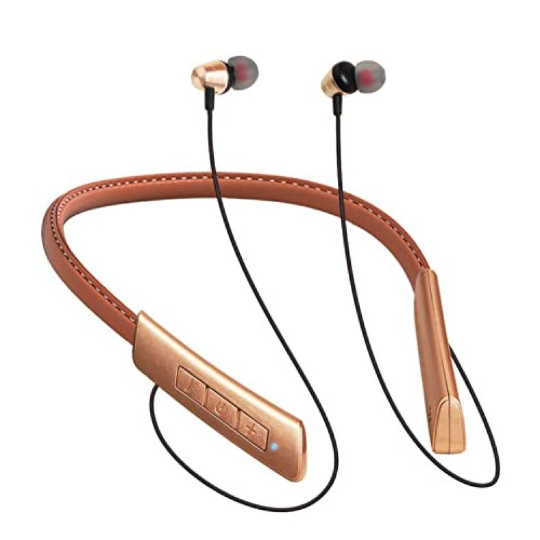 Foxsky Glide 001, In Ear Wireless Earphones With 15 Hours Battery Life, And Light Weight Deep Bass, Earbuds, Sports Look Bluetooth 5.0, Headset With Mic, Sweat Proof (Golden Brown)