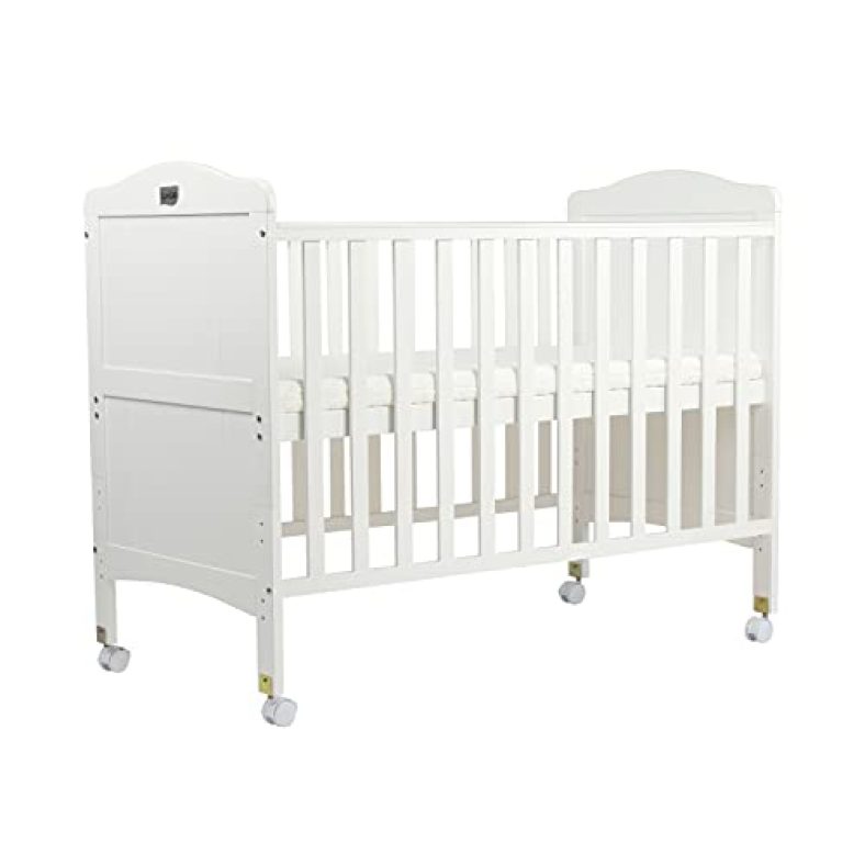 Luvlap Cot C-65 Wooden Baby Cot / Crib Sofa Bed For Kids With Mattress For Babies, Made Of New Zealand Pine Wood, 3 Level Height Adjustment (Grey)