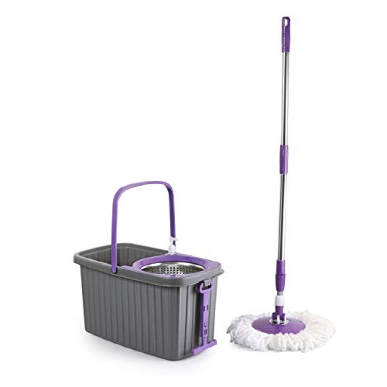 Kleeno By Cello Hi Clean Deluxe Spin Mop With Bucket, Violet, Large
