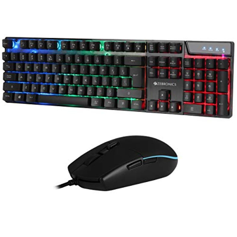 Zebronics Zeb-War Gaming Keyboard And Mouse Combo (Gold Plated Usb, Braided Cable)
