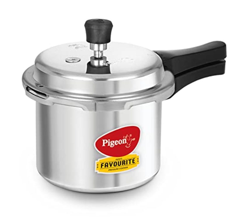 Pigeon By Stovekraft Favourite Induction Base Aluminium Pressure Cooker With Outer Lid, 3 Litres (Silver)