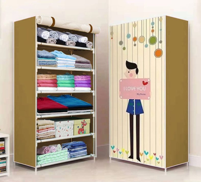Sasimo Carbon Steel Collapsible Wardrobe(Finish Color – Beige, Diy(Do-It-Yourself))
