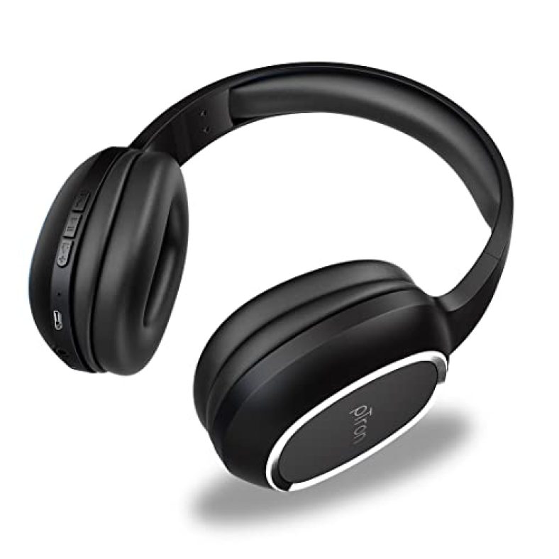 Ptron Studio Over-Ear Bluetooth 5.0 Wireless Headphones With Mic, Hi-Fi Sound With Deep Bass, 12Hrs Playback, Lightweight Wireless Headset, Soft Cushions Earpads, Fast Charging & Aux Port – (Black)