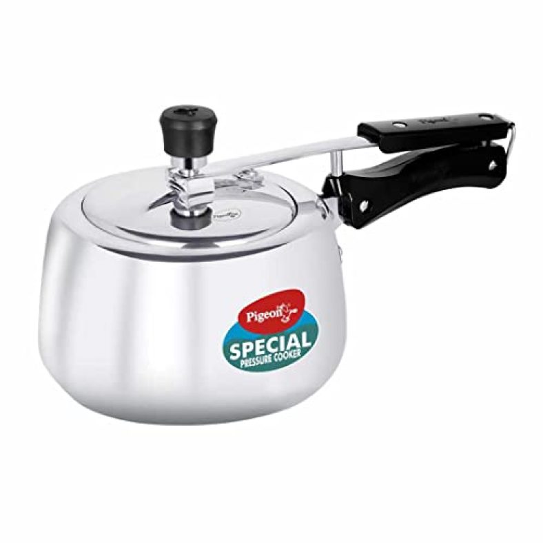 Pigeon By Stove Kraft 14540 Induction Base Inner Lid Aluminium Pressure Cooker, 3L, Silver