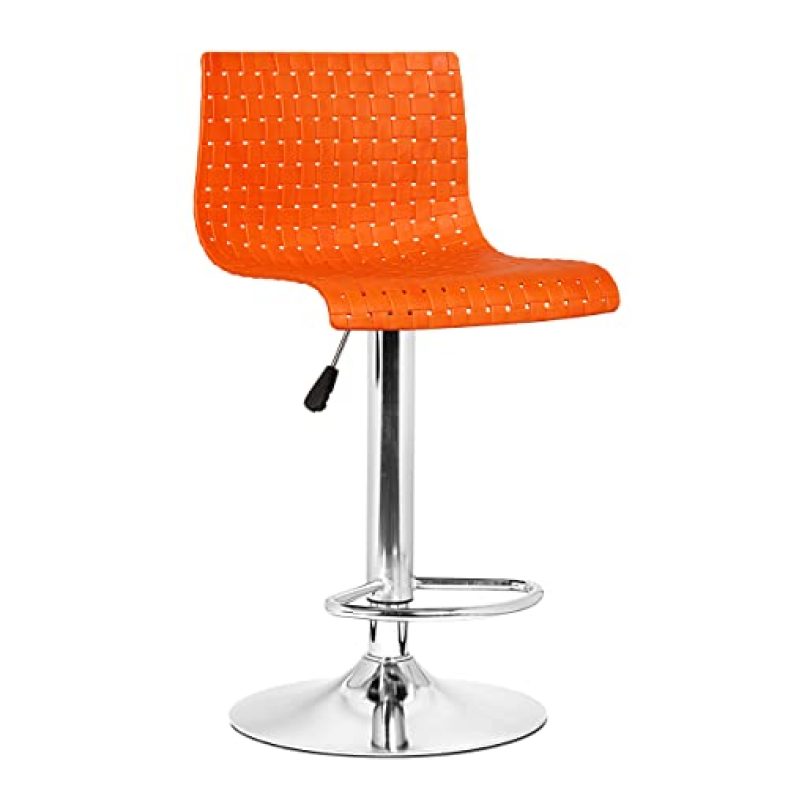 Da Urban® Presho Height Adjustable & Revolving Bar Stool / Kitchen Chair / Cafetaria Chair Orange (1 Pc)