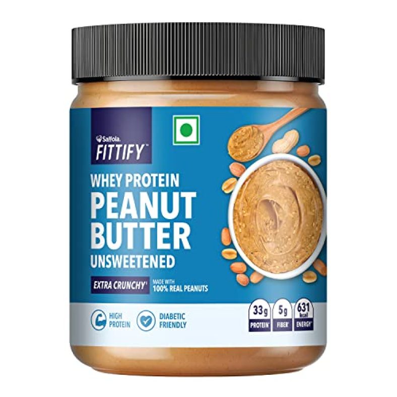 Saffola Fittify Whey Protein Peanut Butter | Unsweetened | Extra Crunchy | High Protein | No Added Sugar | Diabetic Friendly | Keto Diet | 200G