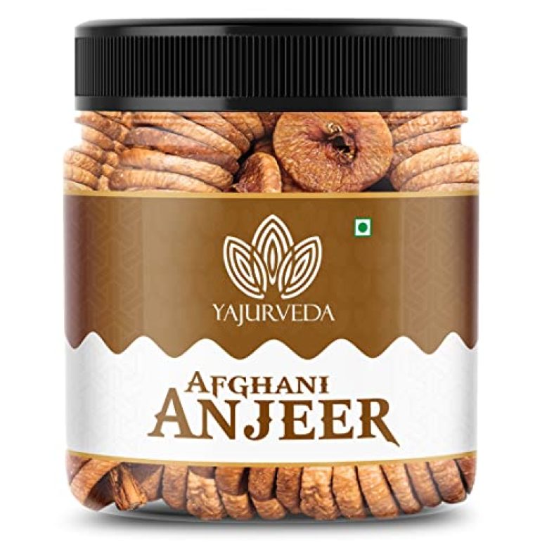 Yajurveda Premium Afghani Anjeer | Dried Figs | Natural, Rich In Iron, Fibre & Vitamins Fig / Afghanistan Anjir Dry Fruit Jar Pack (450G)
