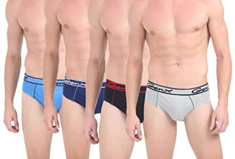 Genx Men’S Pure Cotton Gusto Inner Elastic Brifes Briefs (Color & Print May Vary) (Pack Of 4) Oe_4Pc_Assorted_75