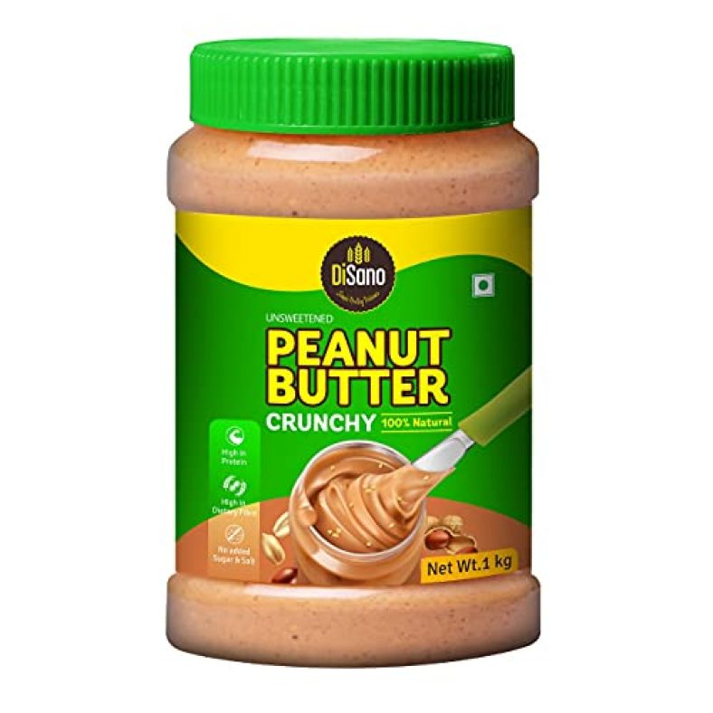 Disano Peanut Butter, All Natural, Crunchy, Unsweetened, 30% Protein, Gluten Free, Non Gmo, 1Kg