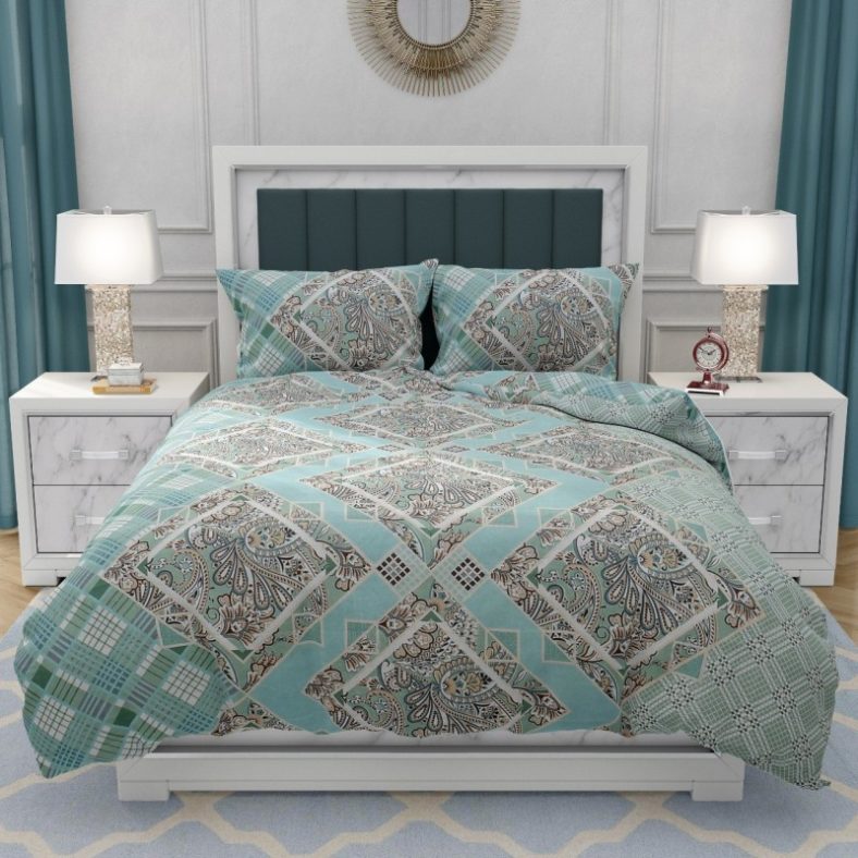 Raazsons 280 Tc Polycotton Queen Printed Flat Bedsheet(Pack Of 1, Mayur Design Badshit)