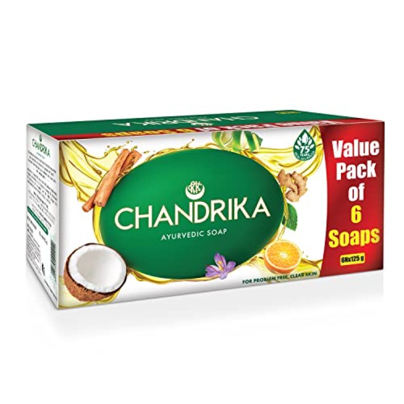 Chandrika Ayurvedic Handmade Soap, 125G (Pack Of 6)