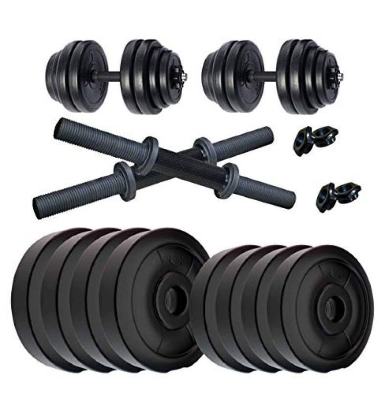 Kore K-Dm-Drb-18Kg-Combo 16 Dumbbells Kit (Pvc, Adjustable, Black)