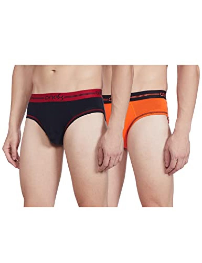 One8 By Virat Kohli Men’S Cotton Brief (Pack Of 2) (203M-Navy/Orange_Navy/Orange_X-Large_Navy/Orange_Xl)