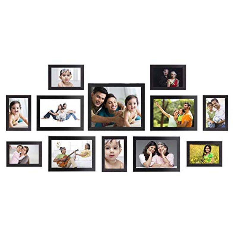 Amazon Brand – Solimo Collage Photo Frames, Set Of 12,Wall Hanging (7 Pcs – 4X6 Inch, 4 Pcs – 6X8 Inch, 1 Pc – 8X10 Inch), Black