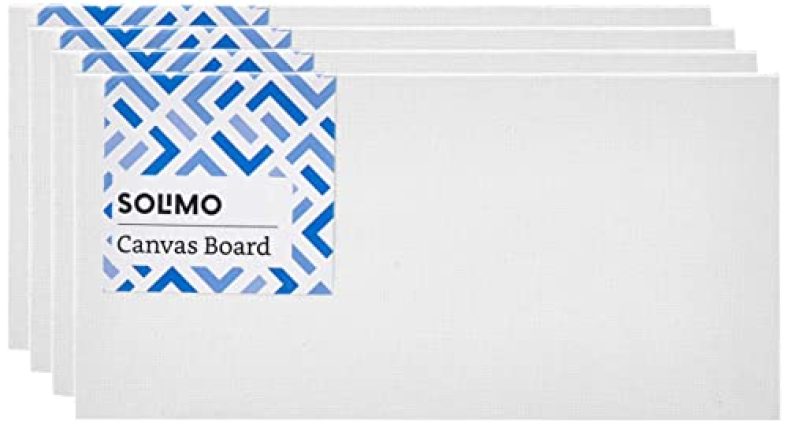 Amazon Brand – Solimo Medium Grain Cotton Canvas Board, 4 X 8 Inch, Set Of 12