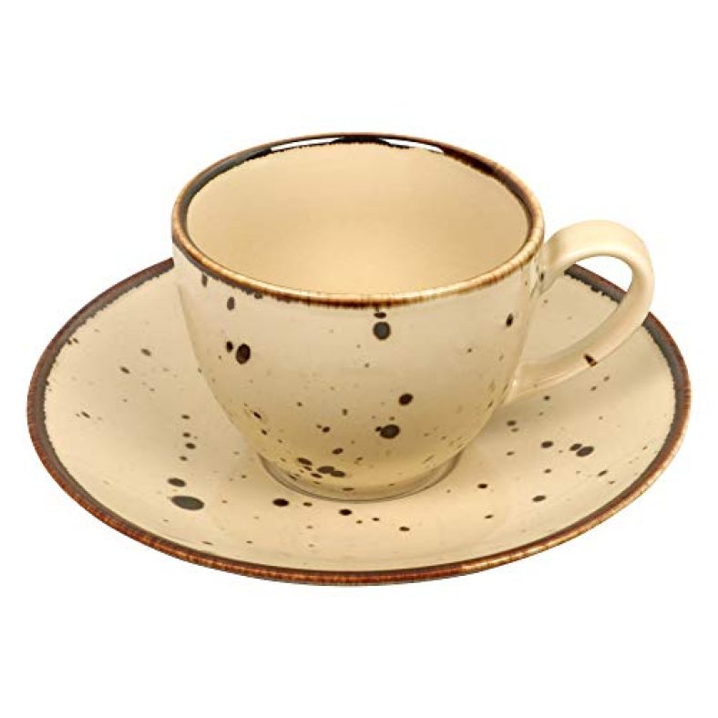 Hitkari Potteries – Sahara Sand Cups & Saucer Set For 6 | For Morning & Evening Tea | Material: Porcelain | Premium Quality With Elegant Design | 12-Pieces, Blue, Large