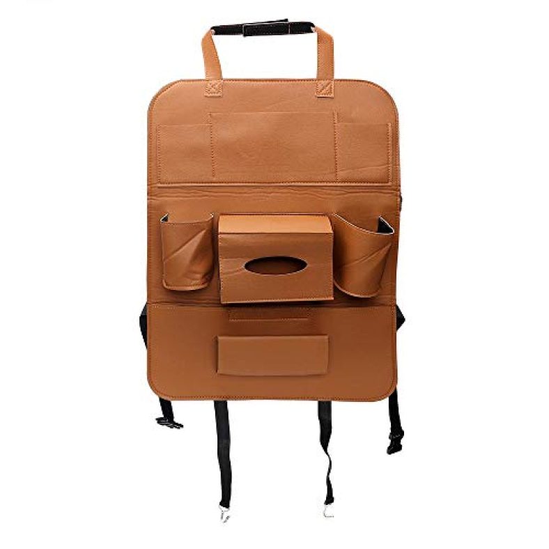 Oshotto Car Backseat Storage Organizer Phone Holder,Multi-Pocket For Bottles, Tissue Boxes,Kids Toy Storage And Great Travel Accessory Compatible With Hyundai Accent (Tan)