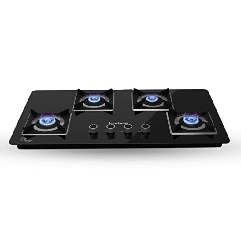 Lifelong Llht914 Sigma Plus Auto Ignition Counter-Top Hob Top| High Efficiency 4 Burner| Sleek Design| Toughened Glass Top Cooktop (Black, 1 Year Warranty)