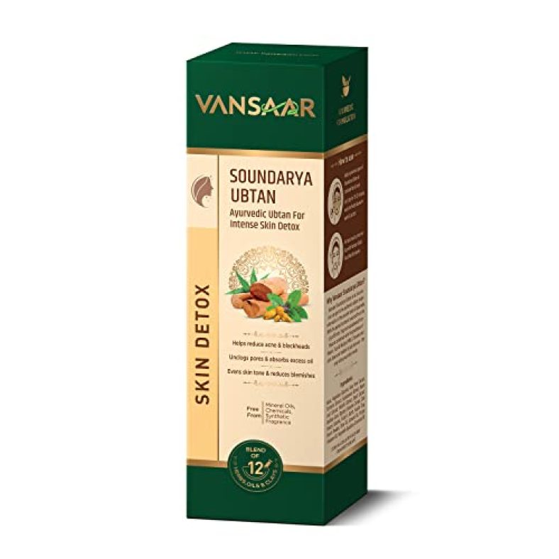 Vansaar Soundarya Ubtan| Ayurvedic Detox Face Pack For Skin Improvement, Deep Detox, Detan, Acne Scars| Made With Pure Sandalwood, Erode Turmeric & Multani Mitti  – 100G
