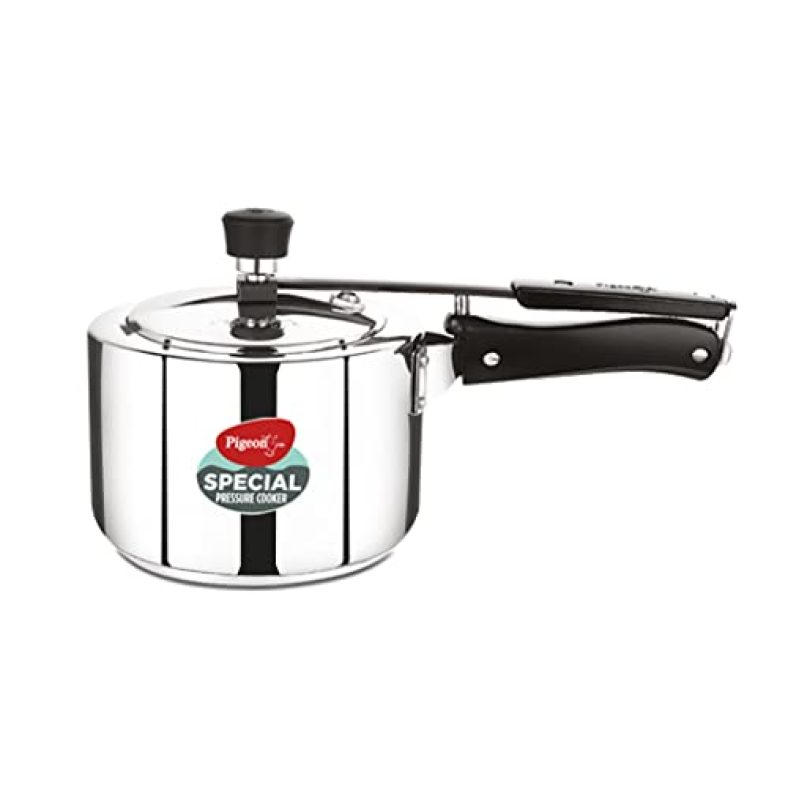 Pigeon By Stovekraft Stainless Steel Pressure Cooker 2 Litre Inner Lid With Sandwich Bottom, Silver, Medium (14740), Small