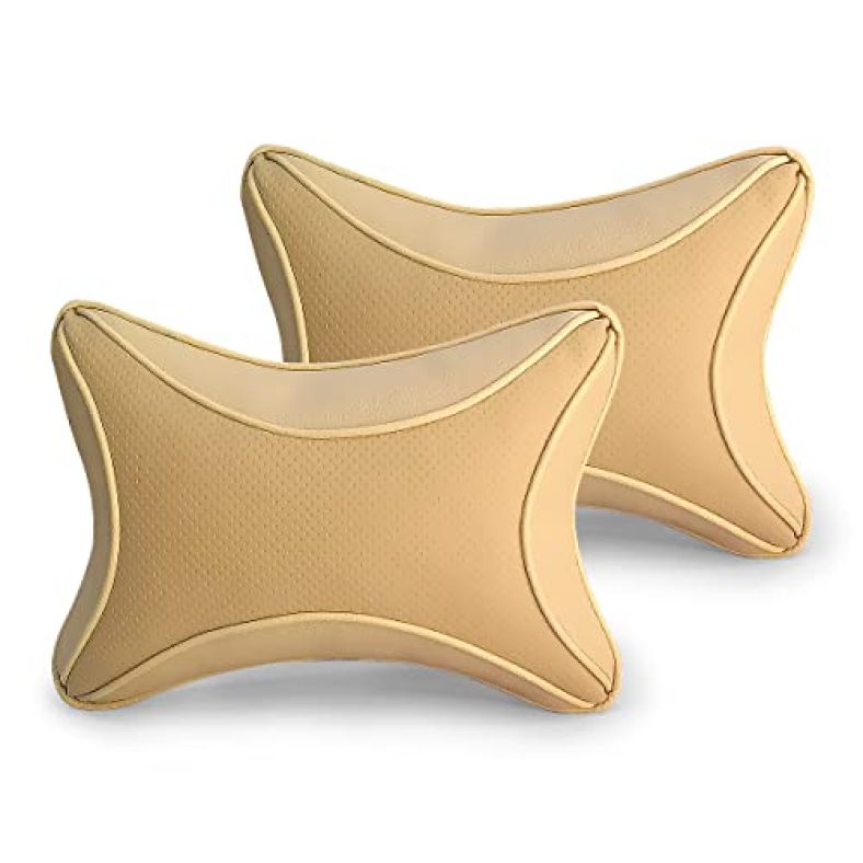 Kingsway Bone Shape Neck Rest Car Cushion For Mahindra Xylo, Model Year : 2009 – 2017, Material: Polyfill, Color : Beige, Set Of 2 Piece