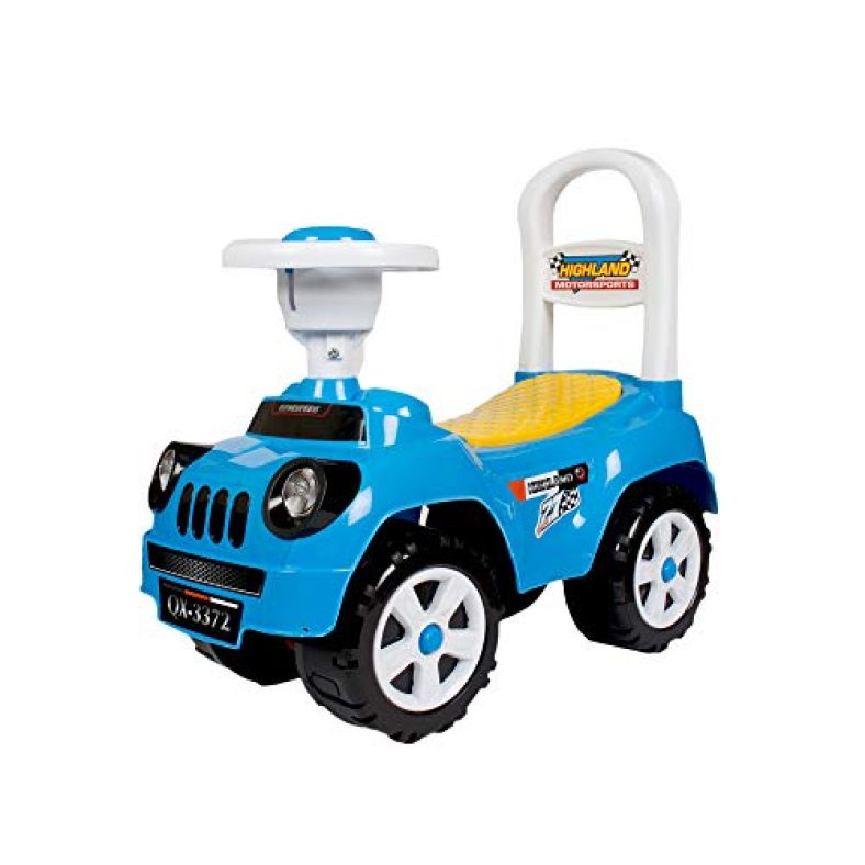 Toys Treasure Highland Jeep Ride On, Baby Car, Kids Car, Toy Car, Push Car With Whistle Sound Toy For 1 Year Old Baby, Blue