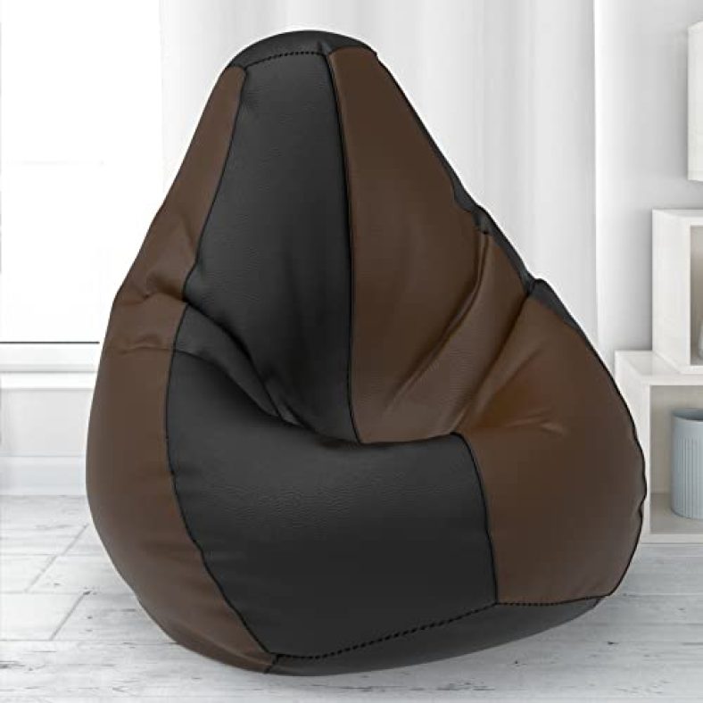Comfybean Bag With Beans Filled Xxl- Official: Lazy Sacks Bean Bags – For Teenagers – Max User Height : 4.5-5 Ft.-Weight : 45-50 Kgs(Model: Black Brown)