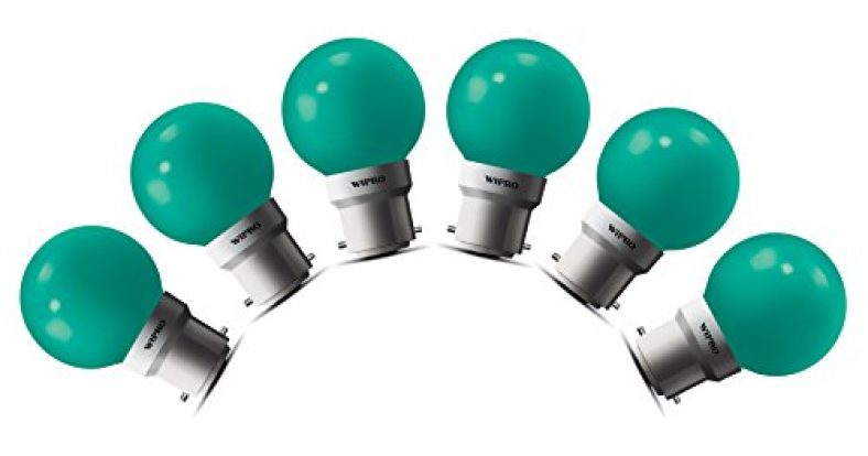 Wipro Safelite N10005 B22 0.5-Watt Led Night Lamp (Pack Of 6, Green)