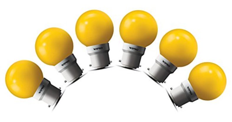 Wipro Safelite N10003 B22 0.5-Watt Led Night Lamp (Pack Of 6, Yellow)