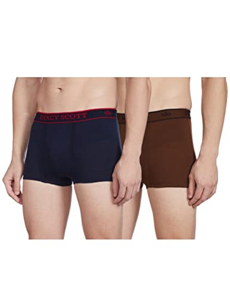 Dixcy Scott Men’S Cotton Trunk (Pack Of 2) (K1 – Pr45301_Light Coffee Brown / Navy_M_Brown & Navy_M)